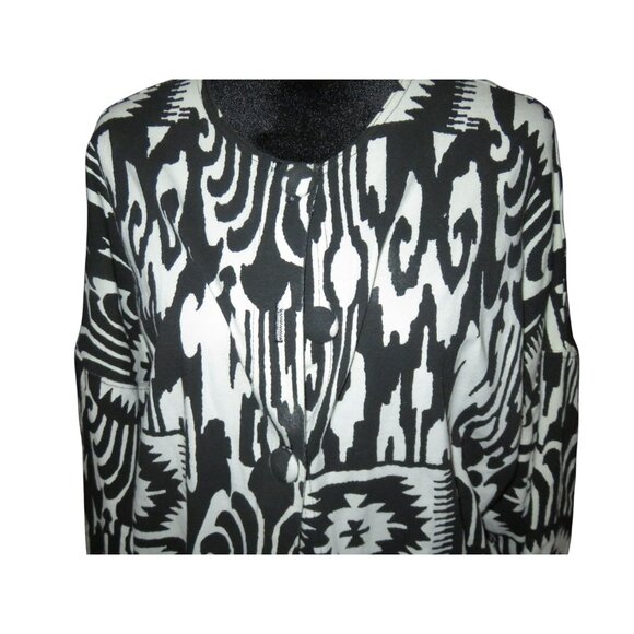 BOGO Boho Black & White Ikat Print Belted Cardigan Jacket Evening wear XL - Picture 3 of 7